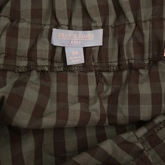 Draper James RSVP Paperbag Waist Plaid Tie Waist Skirt Black Green Plus Size 3X - Picture 12 of 14